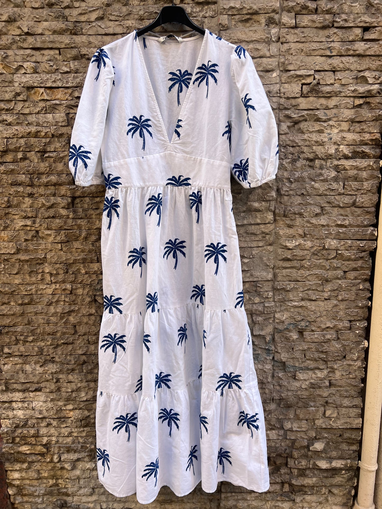 ZARA. Long dress with embroidered palm trees. TM