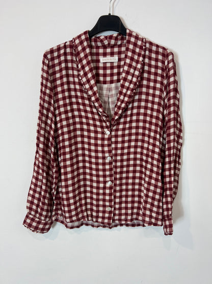 CHIRIBITA. Burgundy checked blouse size 34