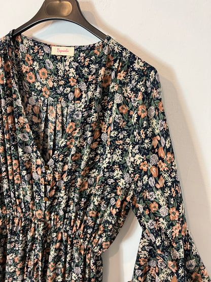 BUGANVILIA. Vestido largo flores volantes. T S/M