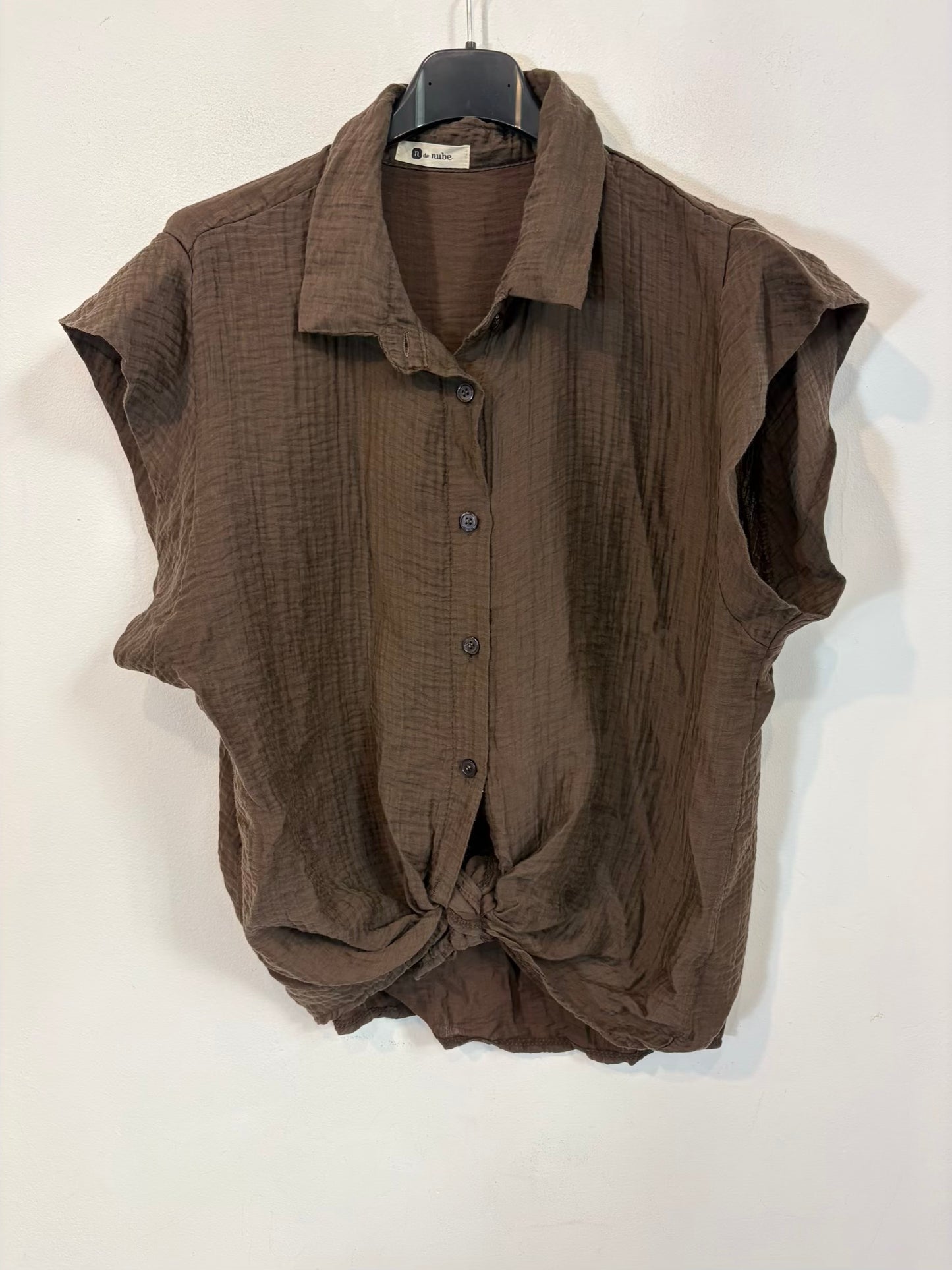 Conjunto top y pantalón fluidos chocolate