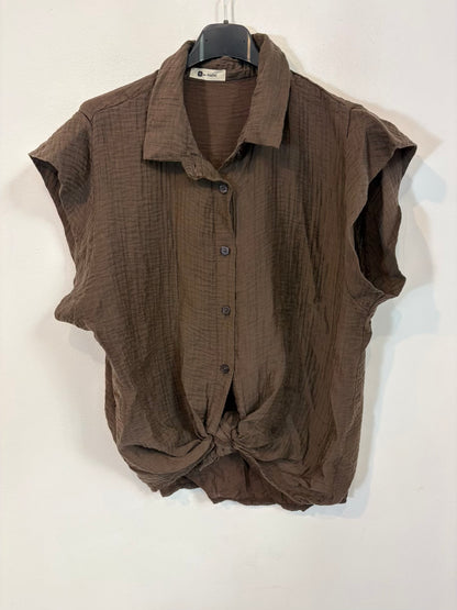 Conjunto top y pantalón fluidos chocolate