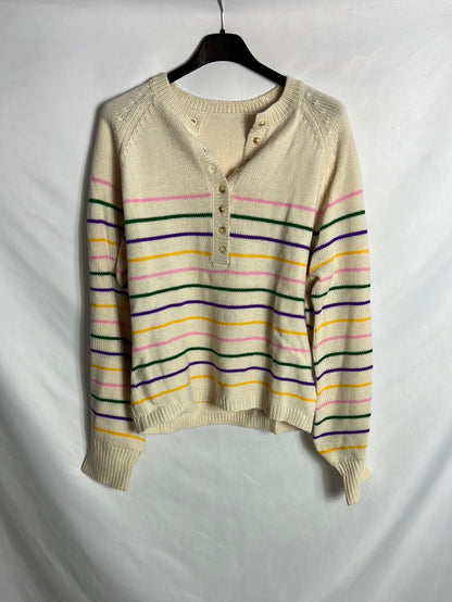 OTRAS. Jersey beige rayas. T S