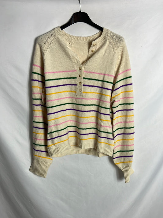 OTRAS. Jersey beige rayas. T S