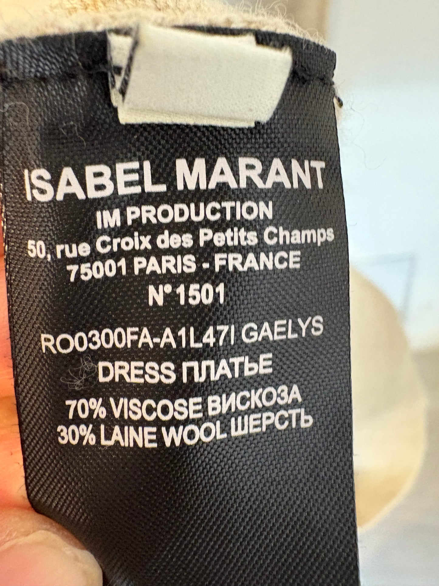 ISABEL MARANT. Vestido corto punto beige cremalleras