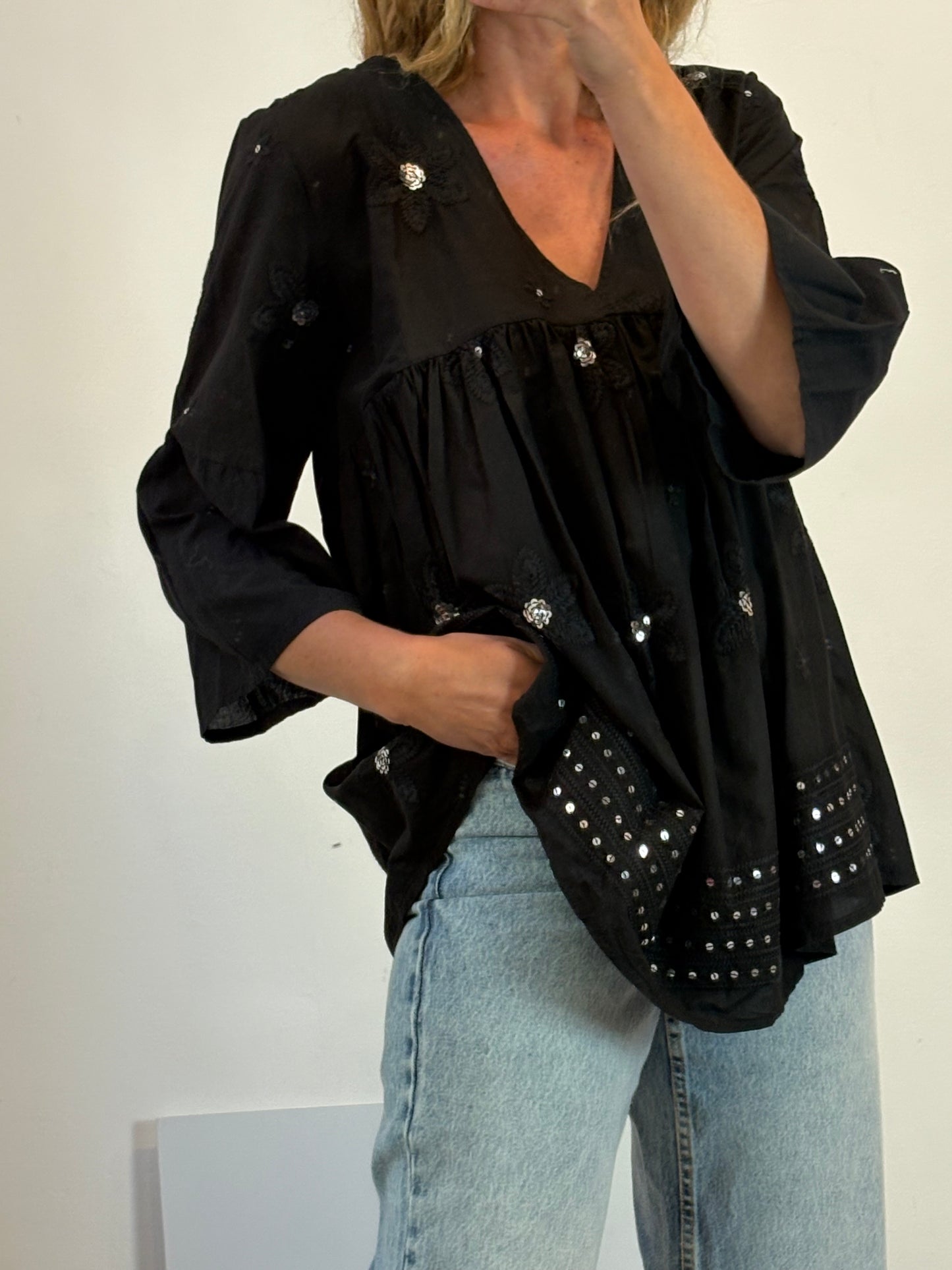 ISABEL MARANT. Black floral print jumpsuit. Size 36