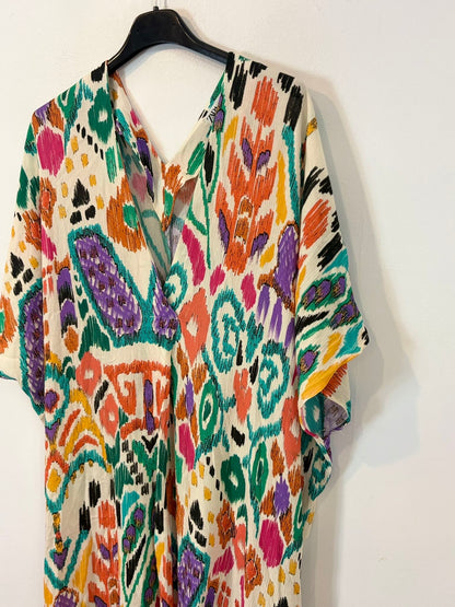 ZARA. Vestido kaftán estamapdo multicolor
