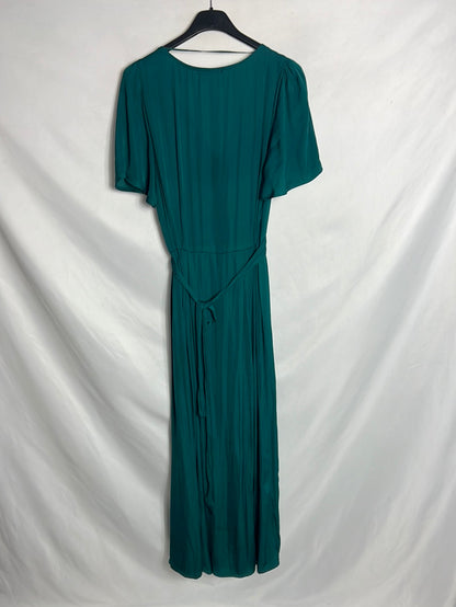 OYSHO . Vestido midi verde satinado. TS