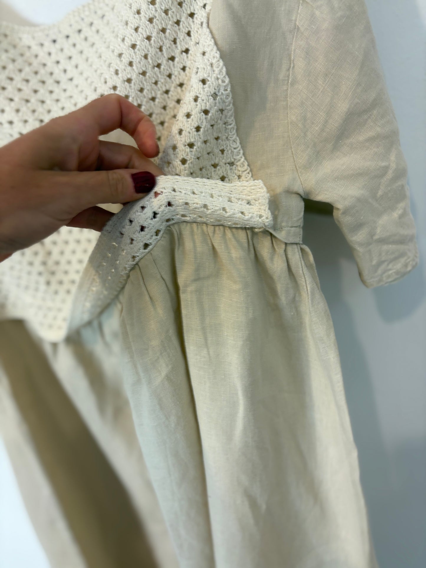 ZARA.Vestido largo lino y crochet
