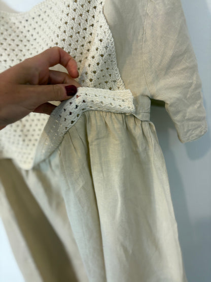ZARA.Vestido largo lino y crochet