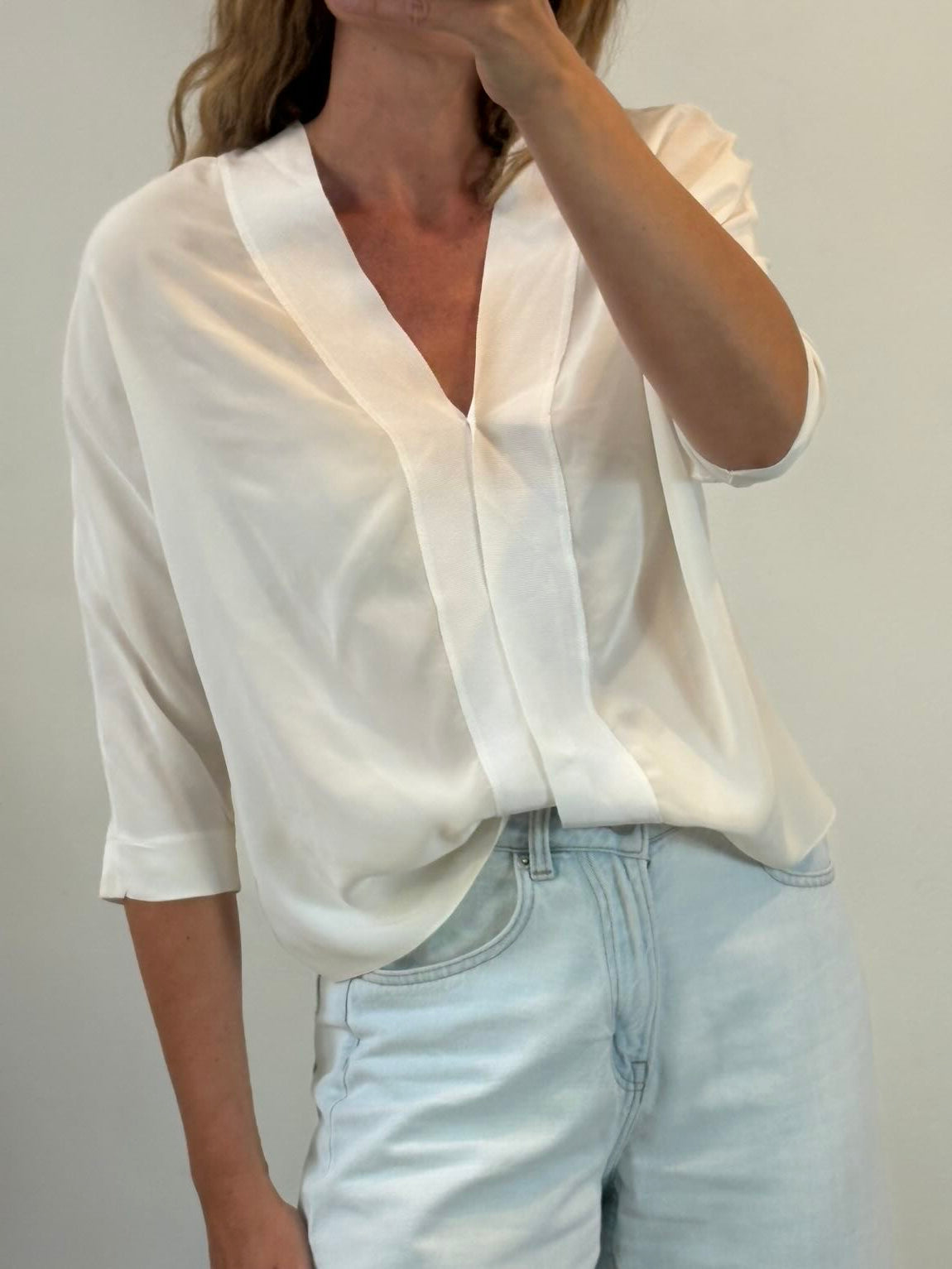 SANDRO. Blusa seda doble  textura