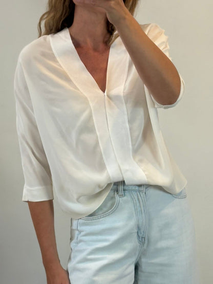 SANDRO. Blusa seda doble  textura