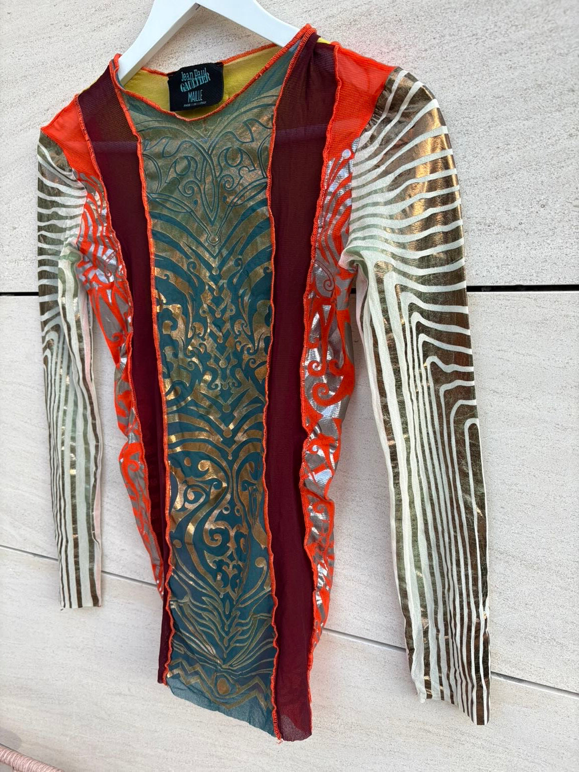 JEAN PAUL GAULTIER. Top malla estampado vintage