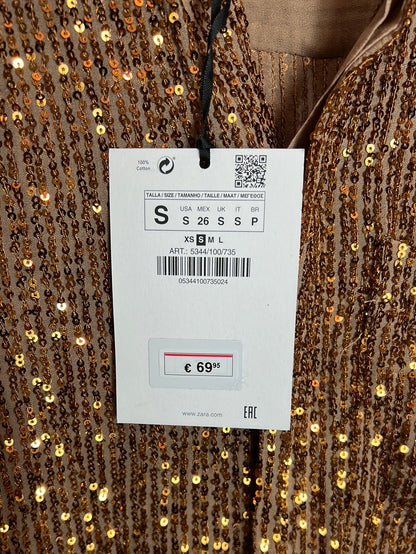 ZARA. Camisa lentejuelas mini. T S