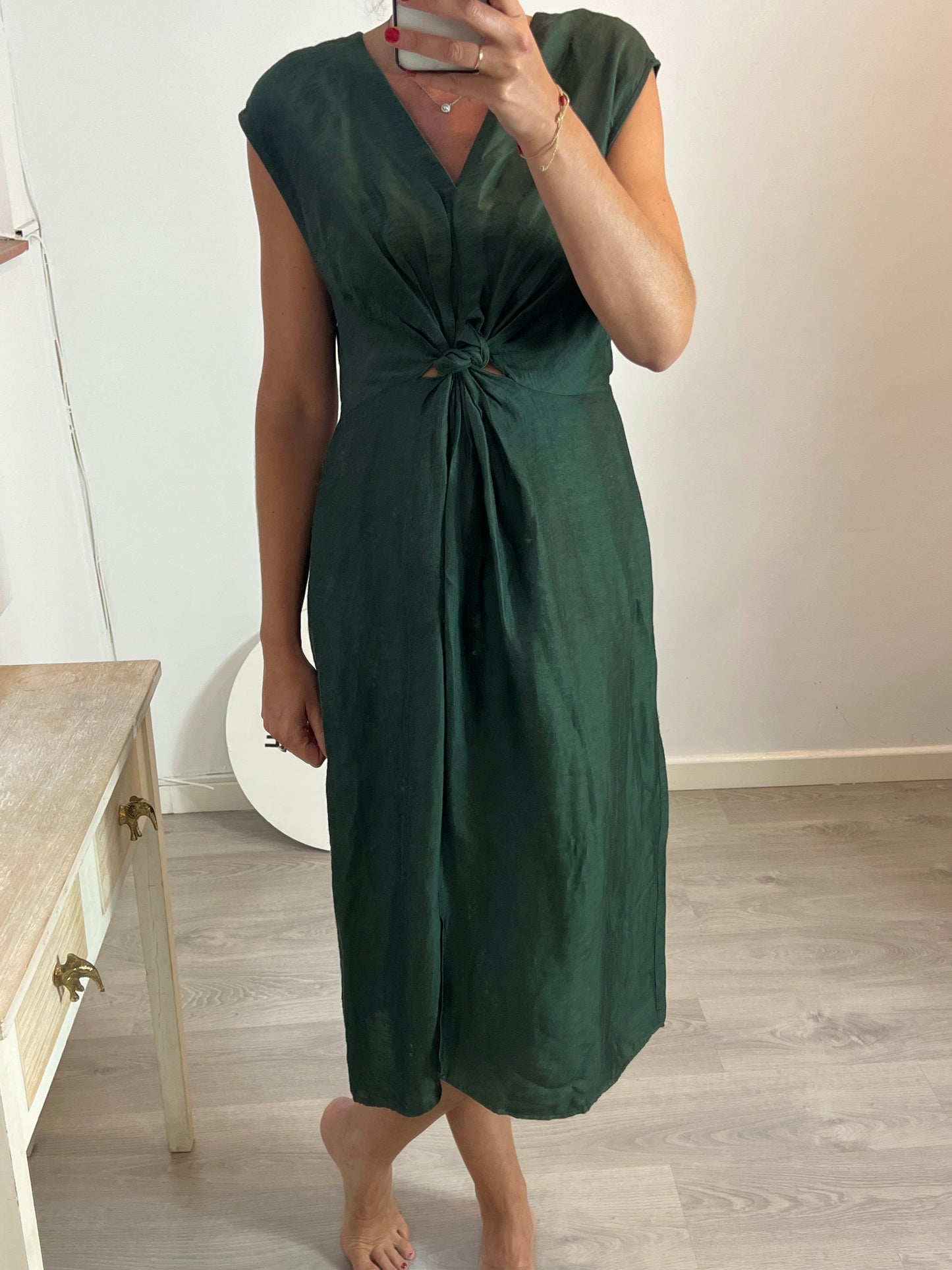 Vestido midi verde nudo – Hibuy market - Main Image