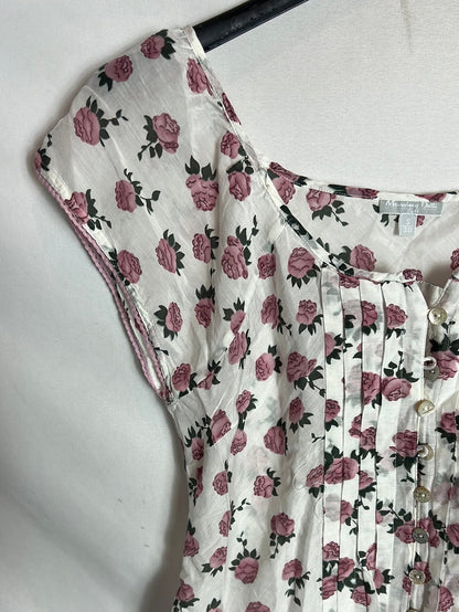 MASSIMO DUTTI. Blusa manga corta flores. T S