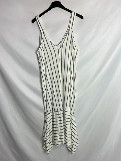 MANGO. White striped midi dress Ts