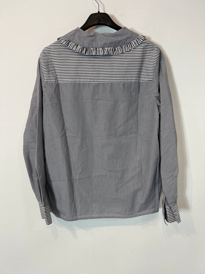 MAJE. Blue striped blouse with collar detail. Size 1 (S)