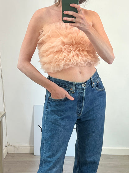 ZARA. Top rosa tull T.s