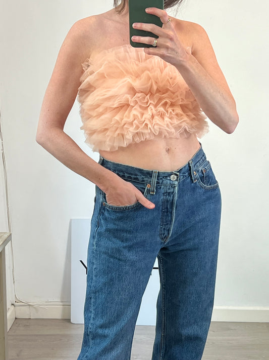 ZARA. Top rosa tull T.s