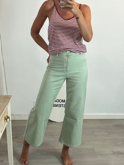 ZARA. Pantalón Verde cullote T.38