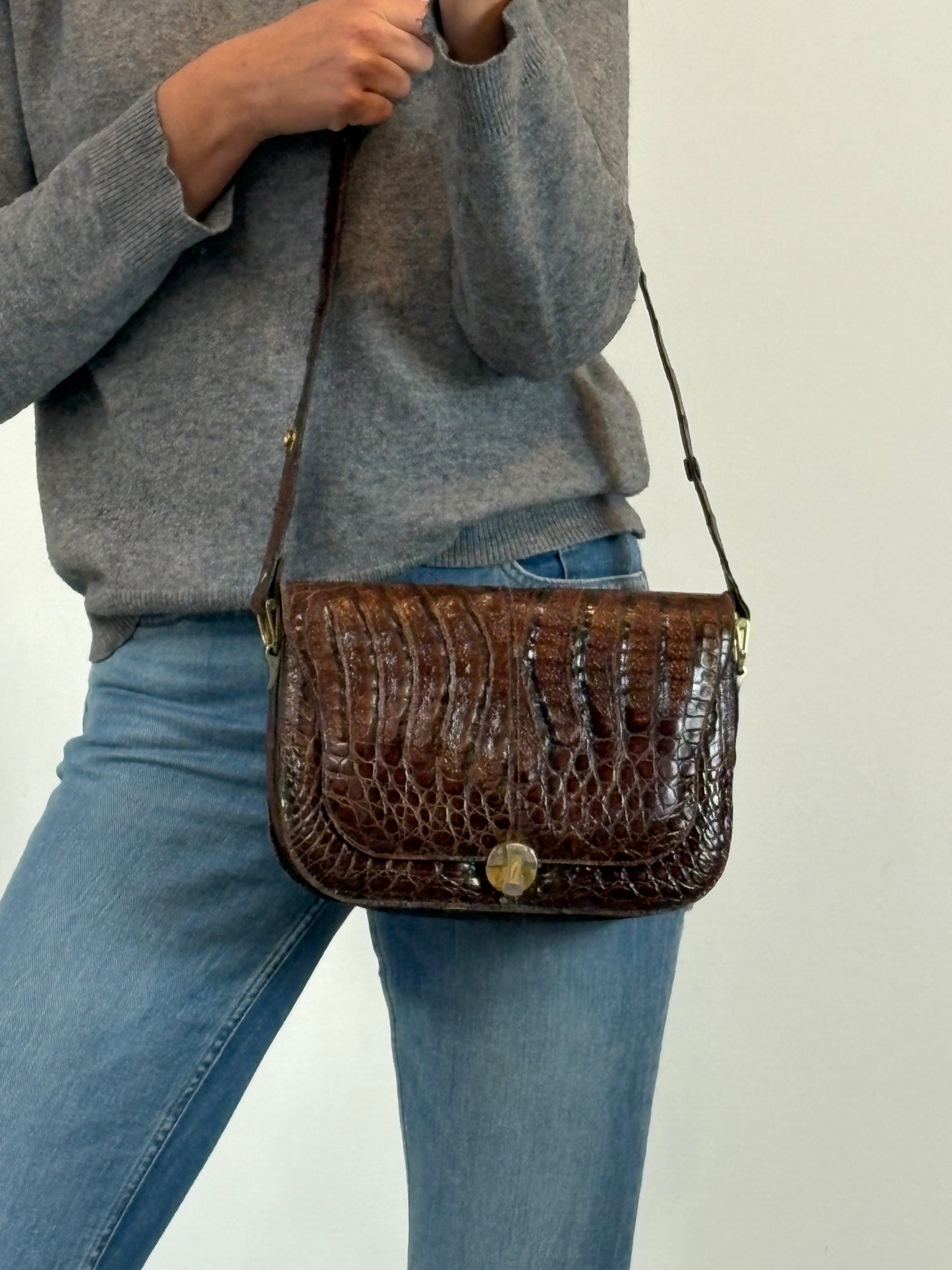 OTRAS. Bolso piel vintage cocodrilo
