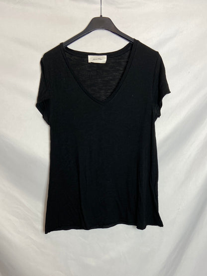 AMERICAN VINTAGE. Camiseta básica negra TU (M)