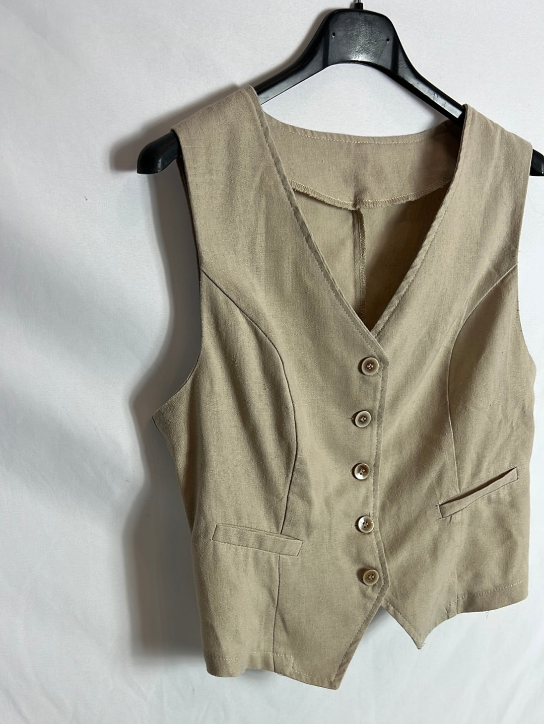 OTRAS. Chaleco beige efecto lino TU(S)