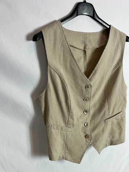 OTRAS. Chaleco beige efecto lino TU(S)