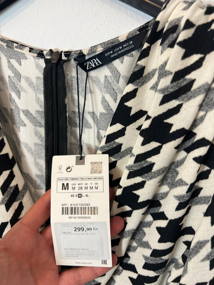 ZARA. Vestido pata de gallo cinturón. T M