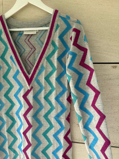MICHONET. Vestido largo algodón zig zag