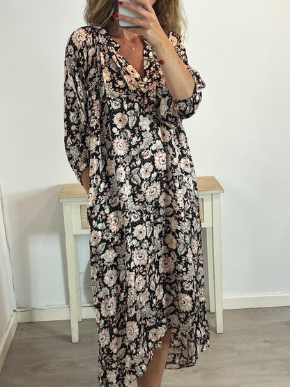 CHARLIE JOE. Asymmetrical print maxi dress. TS