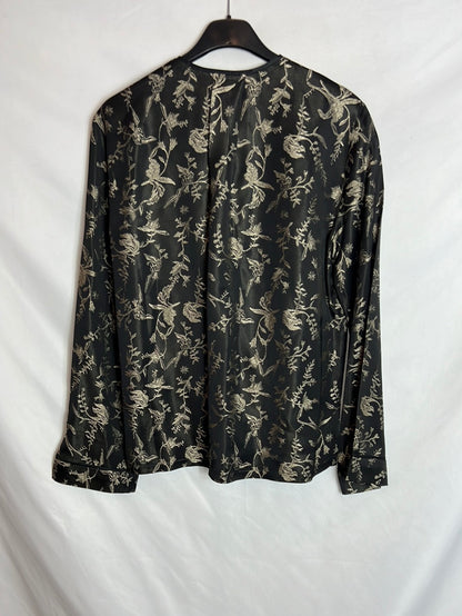 FORTE FORTE. Flowing black jacket with gold embroidery. Size 0(S)