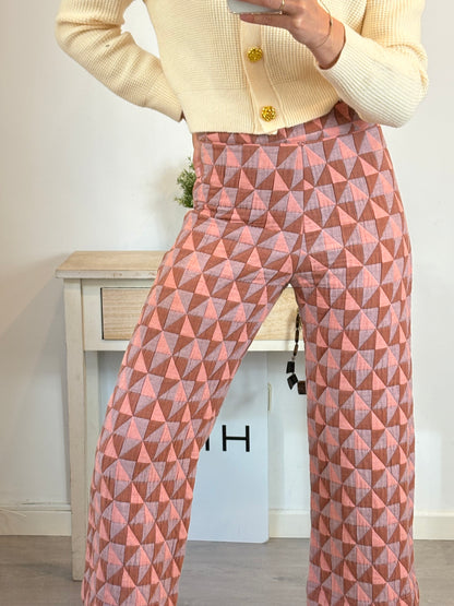 MAQUIS&amp;CO. Quilted wide-leg diamond-pattern trousers Ts