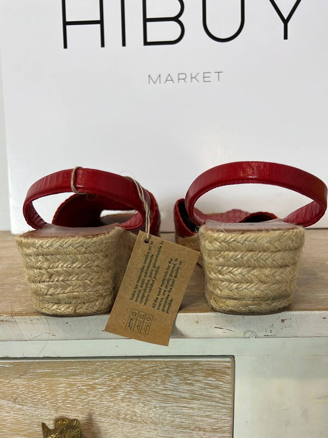 AVARCA MENORQUINA. Cuña esparto piel roja. T 40