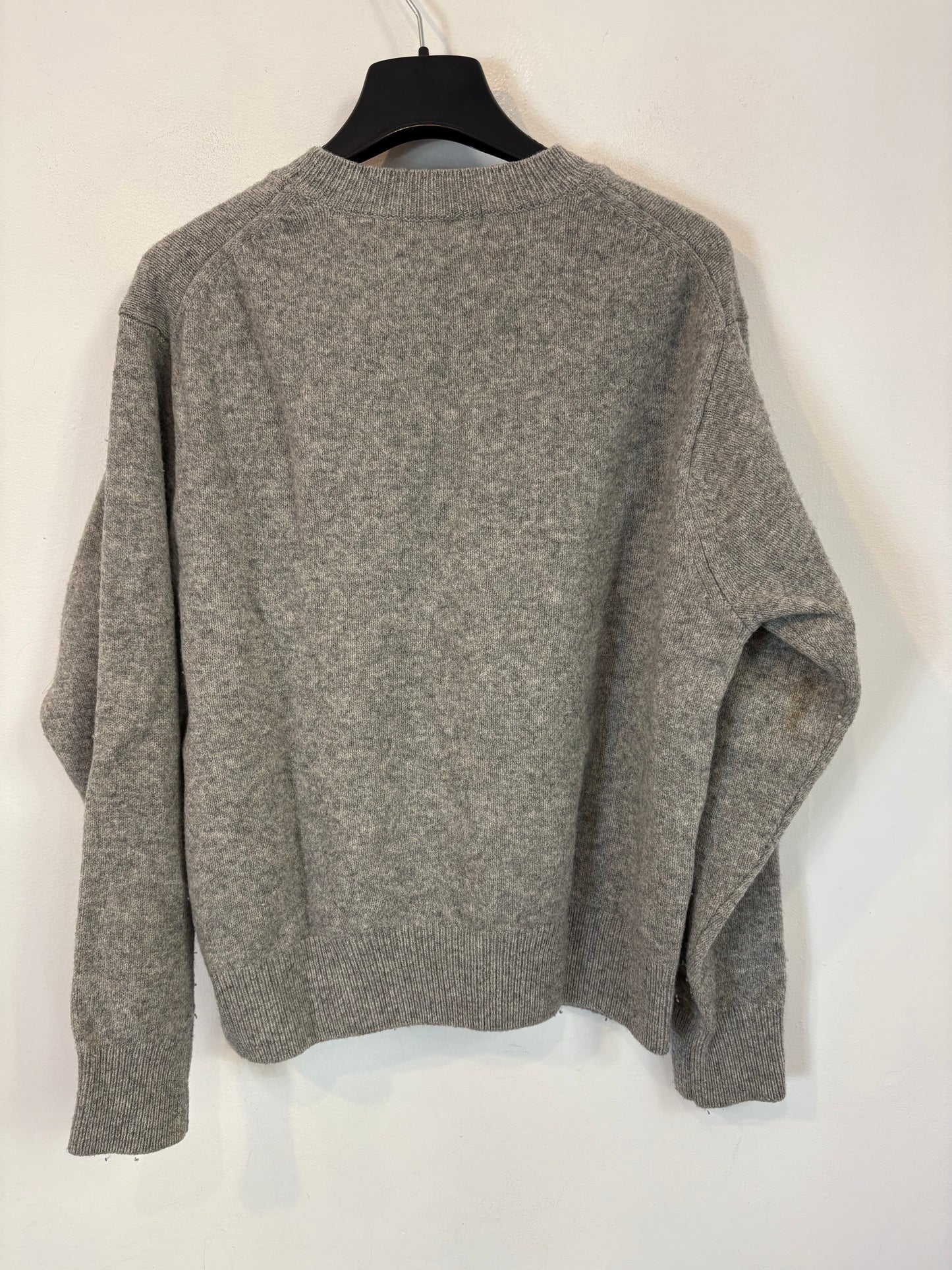 UNIQLO. Jersey gris lana cuello redondo. T S