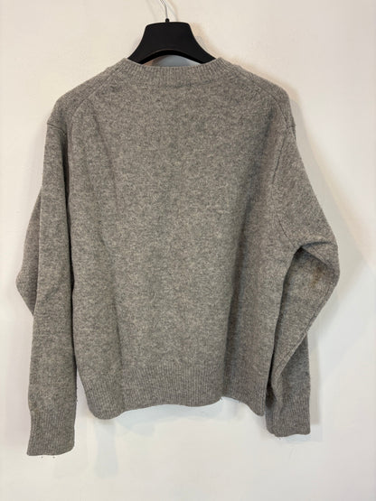 UNIQLO. Jersey gris lana cuello redondo. T S
