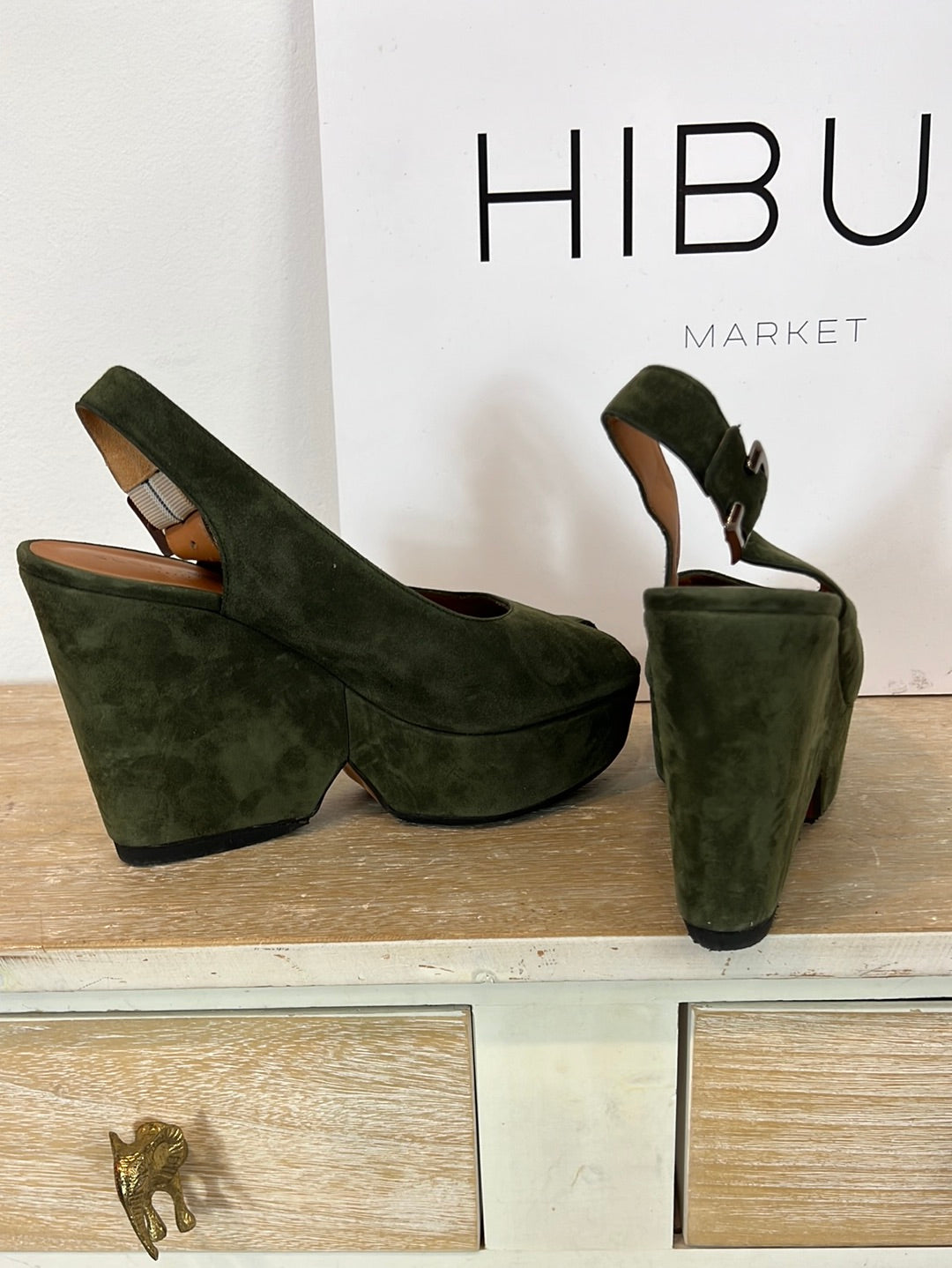 CLERGERIE. Sandalias plataforma verde  T.39