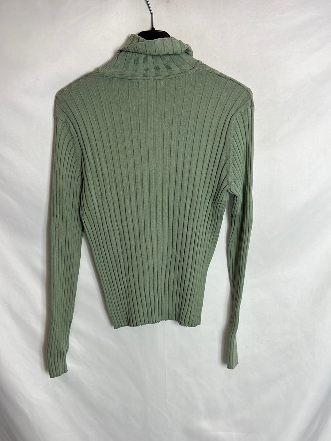 GREEN COAST. Jersey verde canalé. T M