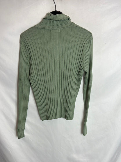 GREEN COAST. Jersey verde canalé. T M