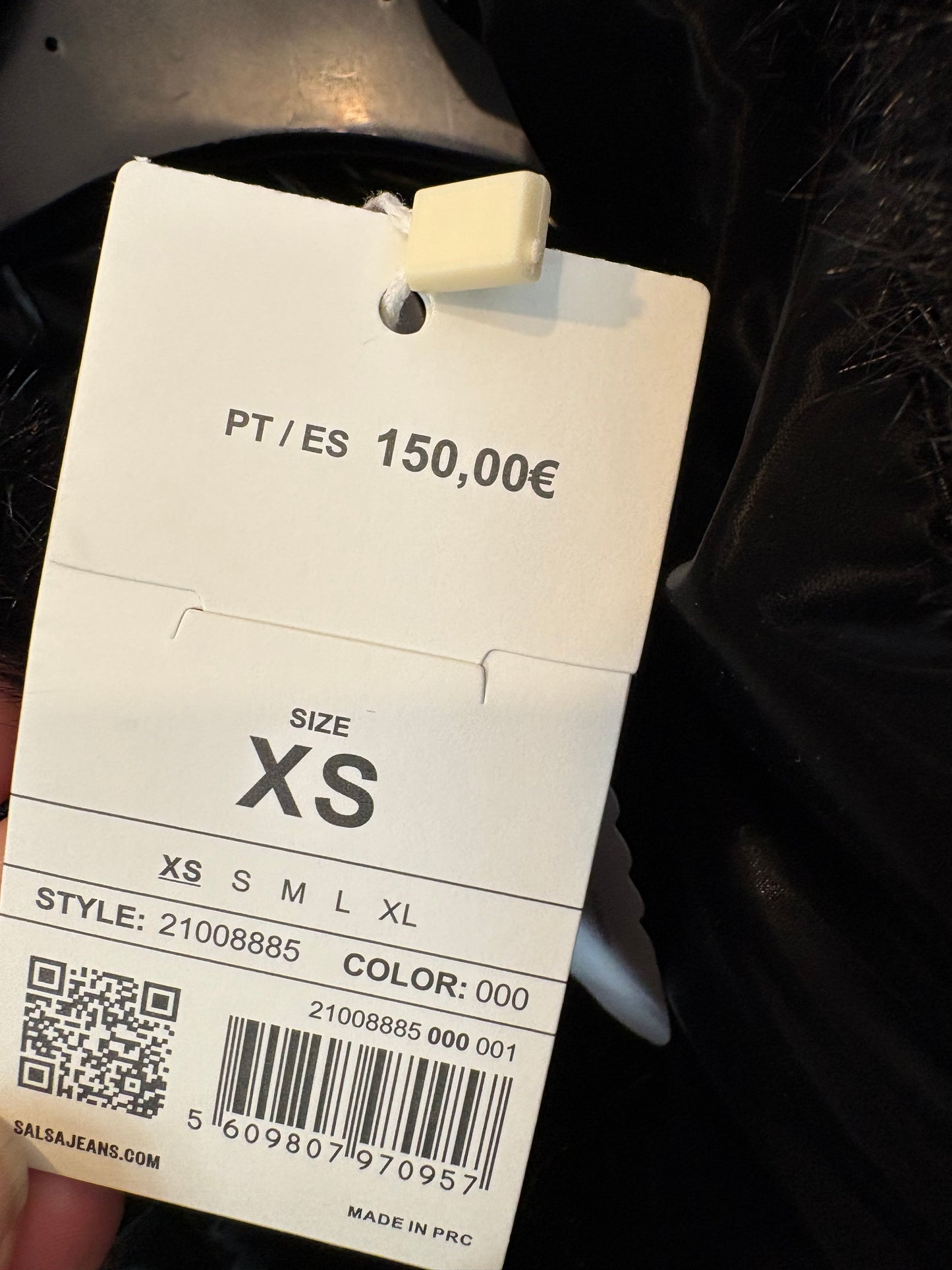 SALSA JEANS. Abrigo acolchado negro textura