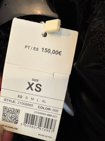 SALSA JEANS. Abrigo acolchado negro textura