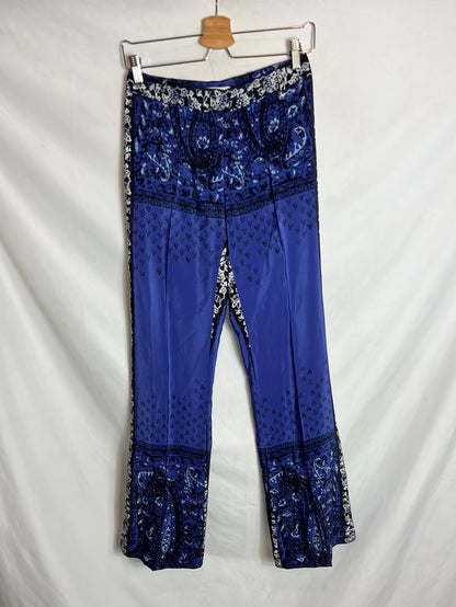 ETRO. Pantalones estampado anchos azules T.42(36)