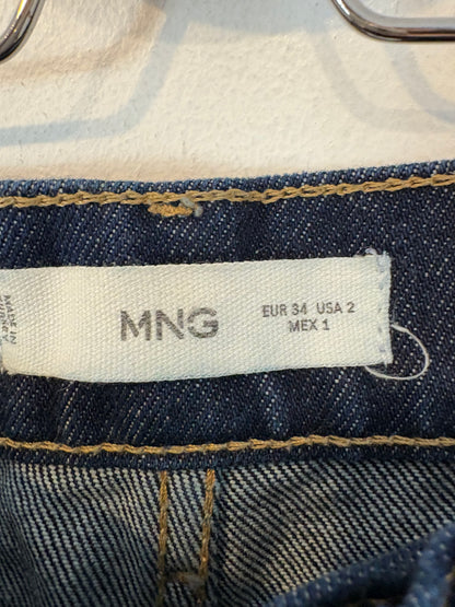 MANGO. Denim pata ancha azul oscuro