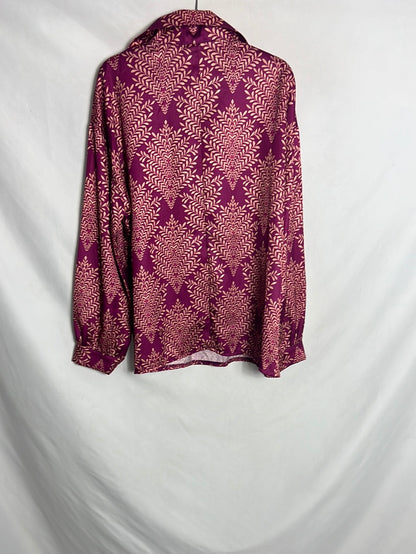 ALALÁ. Blusa rosa satinada hojas. T M