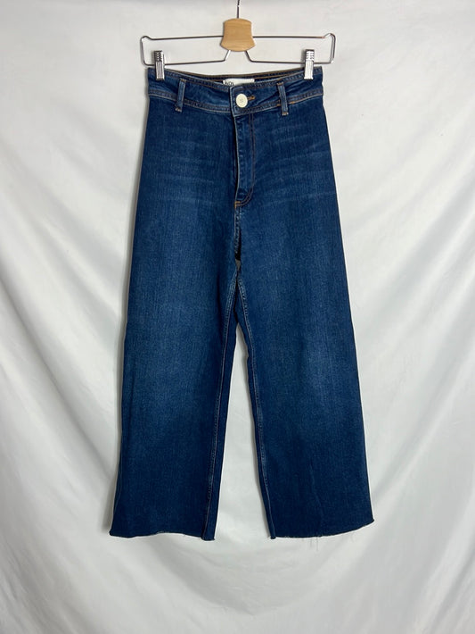 ZARA. Denim culotte pata ancha. T 36