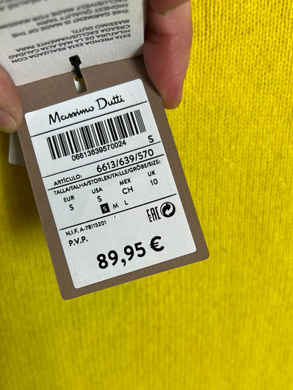 MASSIMO DUTTI. Vestido punto amarillo T.s