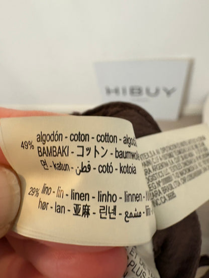ZARA. Pantalón marrón recto con lino