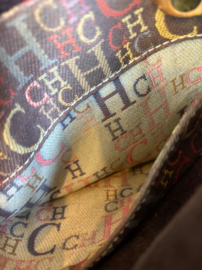 CAROLINA HERRERA. Bolso de mano marrón anagrama