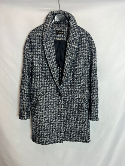 MASSIMO DUTTI. Abrigo jaspeado azules T.s