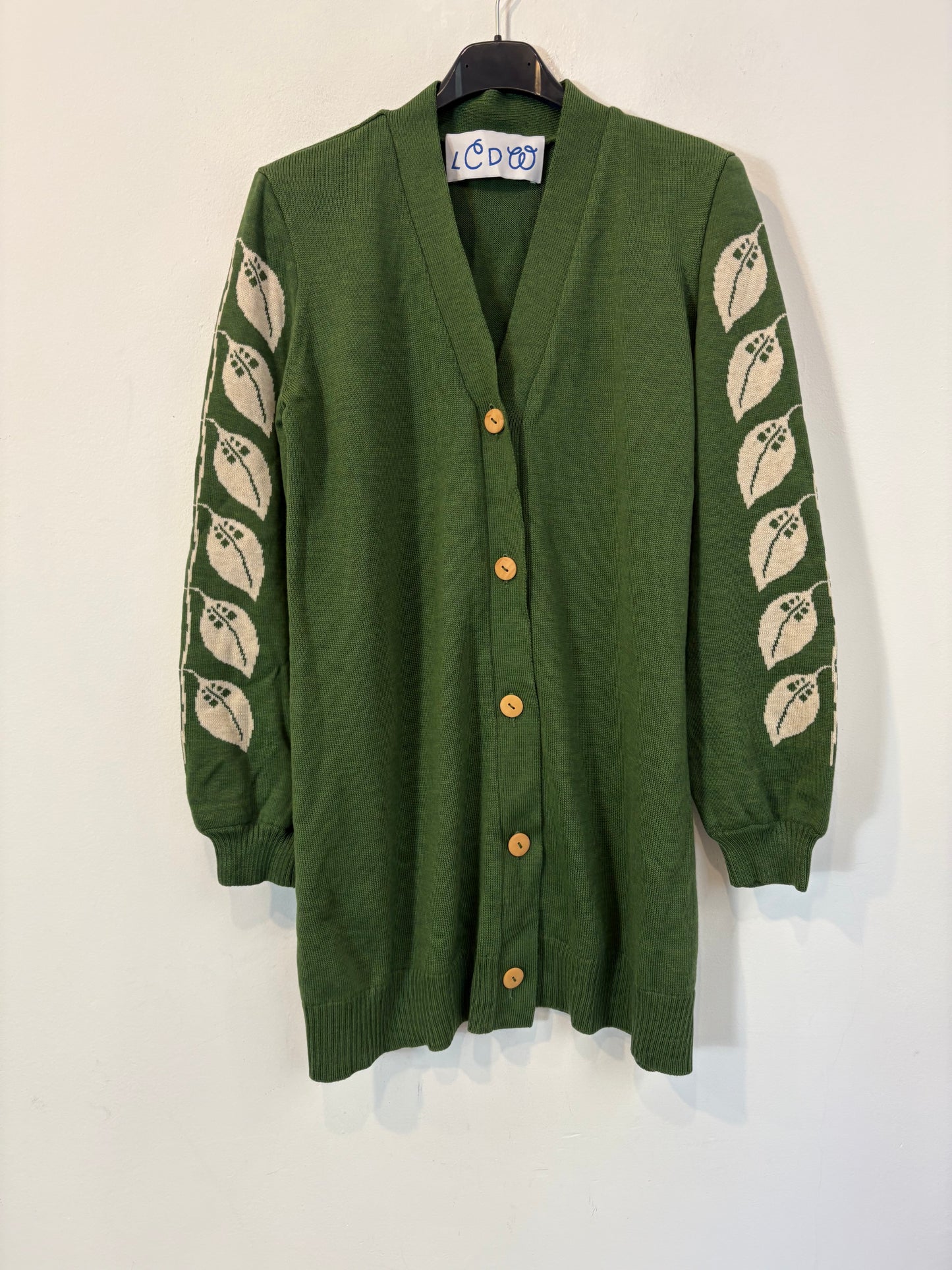 LA CASITA DE WENDY. Chaqueta lana verde hojas